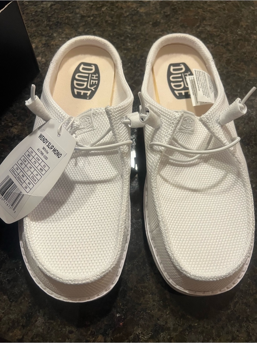 Hey Dude White Slip-On Sneakers with Elastic Lace